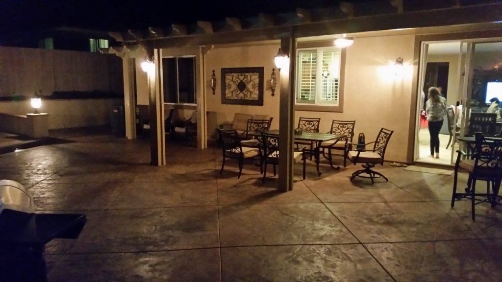 Night time shot of this awesome concrete patio install