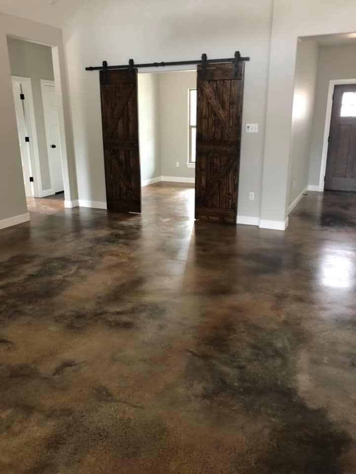 Stained concrete home flooring